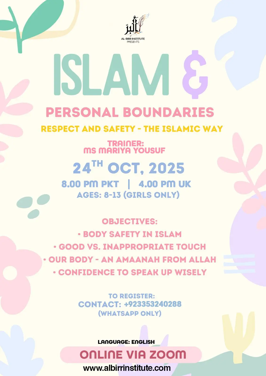 Awareness Sessions 39 Islam & Personal Boundaries – Body Safety in Islam for Girls